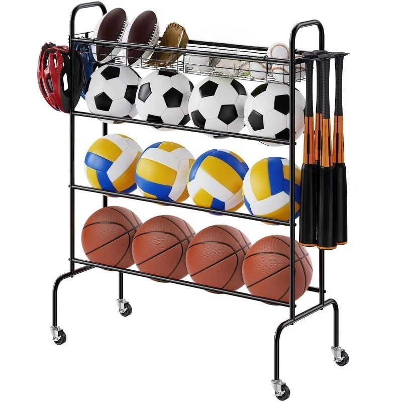 Sports Equipment Garage Storage - 4-lagiger rollbarer Basketballkorb, Sportgeräte-Aufbewahrung, Garage, Ballkorb,