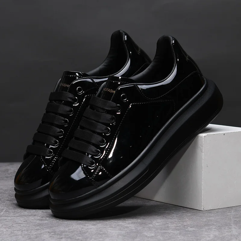 Sports Equipment Brand - Marken-Herrenschuhe Schwarz Glänzend Casual Herrenschuhe Weiß