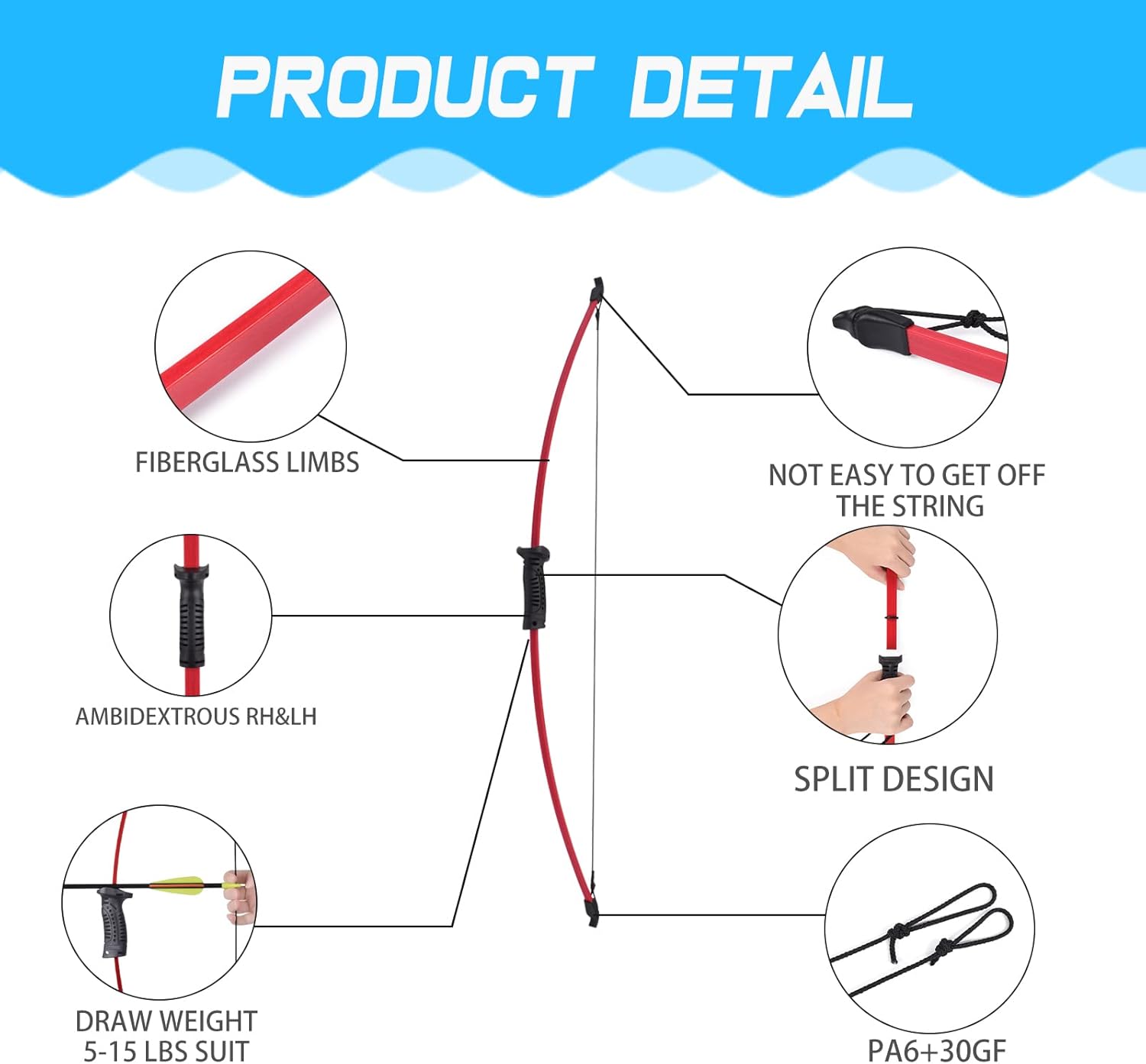Archery Target Face - Recurve-Bogen- und Pfeilset für Outdoor-Junioren-Bogenschießen, Anfängertraining,