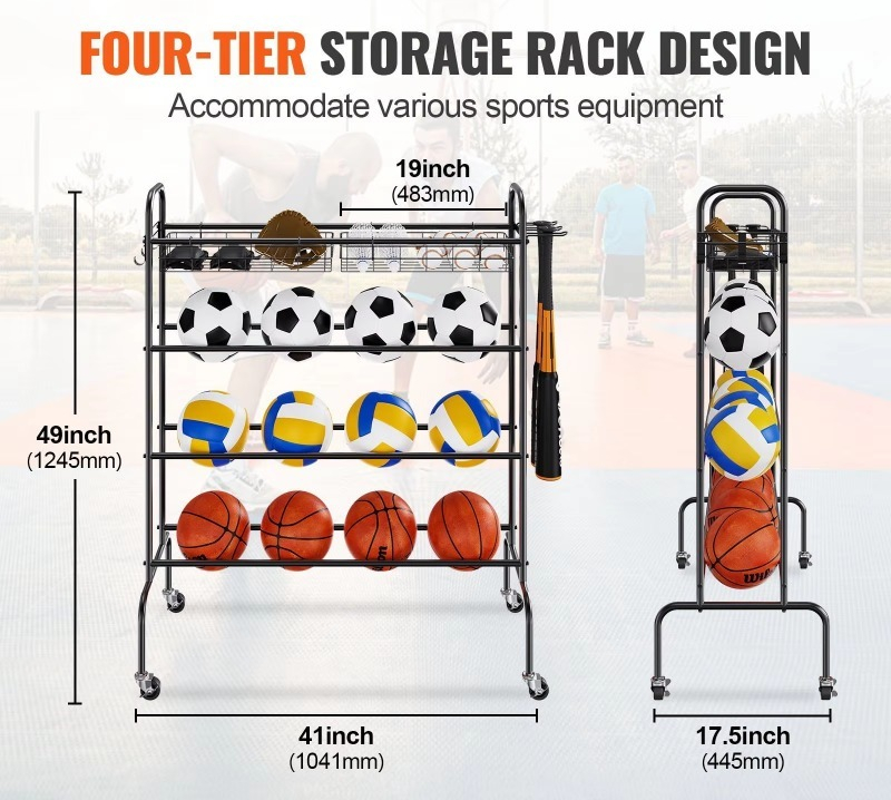 4-lagiger rollbarer Basketball – Sports Equipment Garage Storage Bewertung und Preis