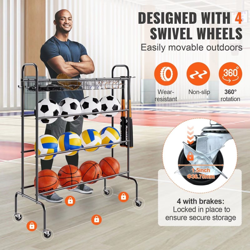 4-lagiger rollbarer Basketball – Sports Equipment Garage Storage Bewertung und Preis