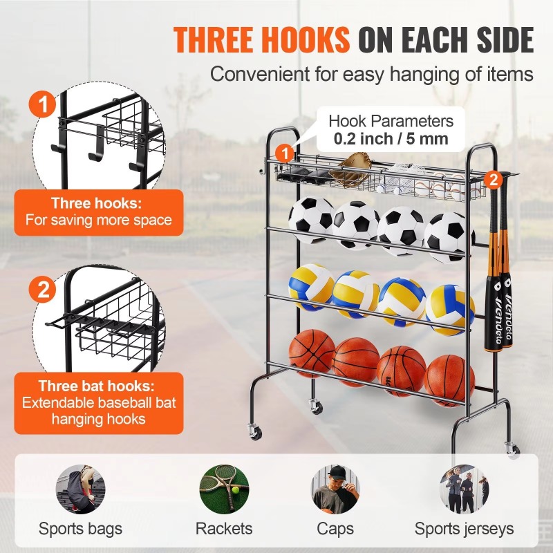 4-lagiger rollbarer Basketball – Sports Equipment Garage Storage Bewertung und Preis